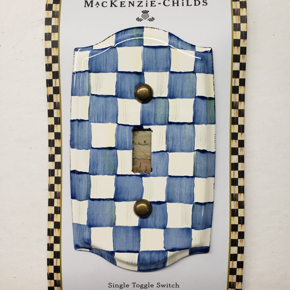 MacKenzie-Childs Blue and White Checkered Switch Plate